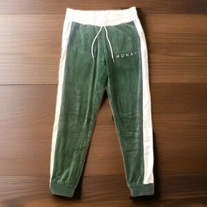 Monat Green Drawstring Velour Sweat Pants Medium